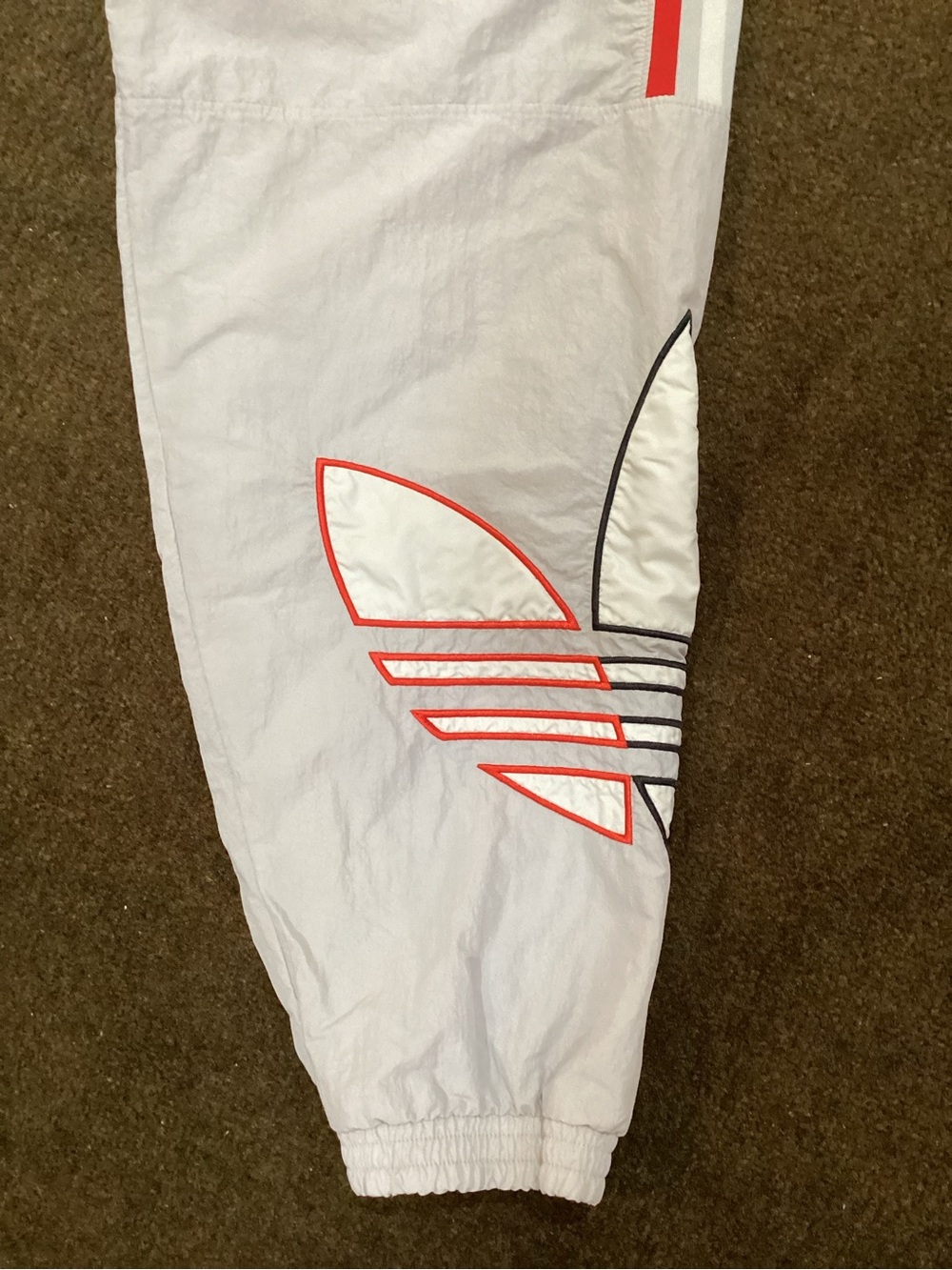 adidas White Joggers with Red & Blue Stripe Accents - Picture 3 of 6